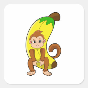 Adesivo Quadrado Macaco com Banana