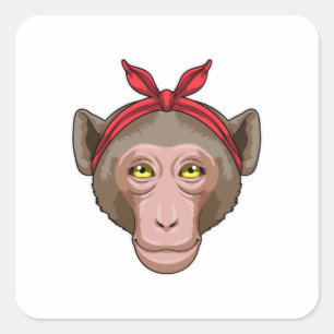Adesivo Quadrado Macaco com Bandana