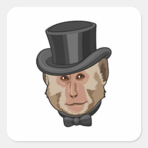 Adesivo Quadrado Macaco com Cilindro