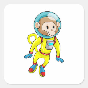 Adesivo Quadrado Macaco como astronauta