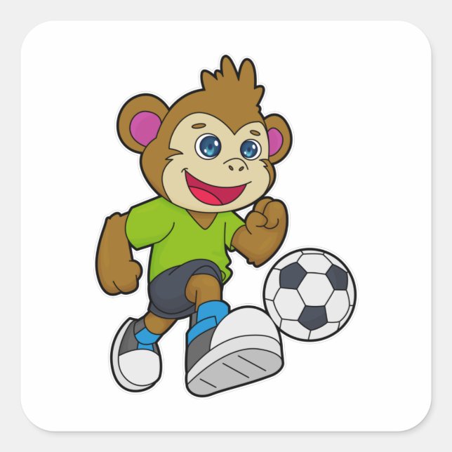 Adesivo Quadrado Macaco como jogador de futebol (Frente)