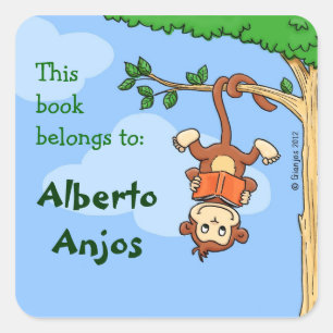 Adesivo Quadrado Macaco da parte superior/booklabel engraçado para