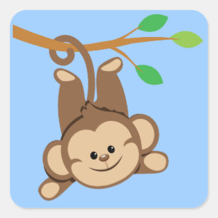 Adesivo Quadrado Macaco de balanço do menino