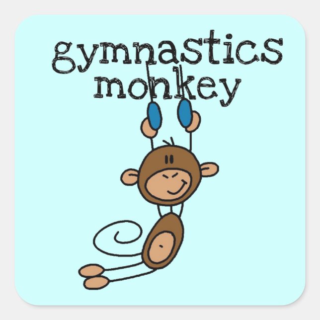Adesivo Quadrado Macaco de Ginástica (Frente)
