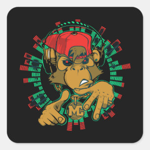 Adesivo Quadrado macaco rapper dj pode ser usado