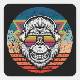 Adesivo Quadrado Macaco-retrô
