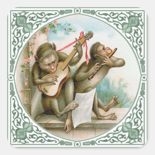 Adesivo Quadrado Macacos antropomórficos que jogam a música