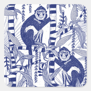 Adesivo Quadrado Macacos na Selva
