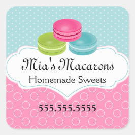 Adesivo Quadrado Macaron Bakery Box Seal