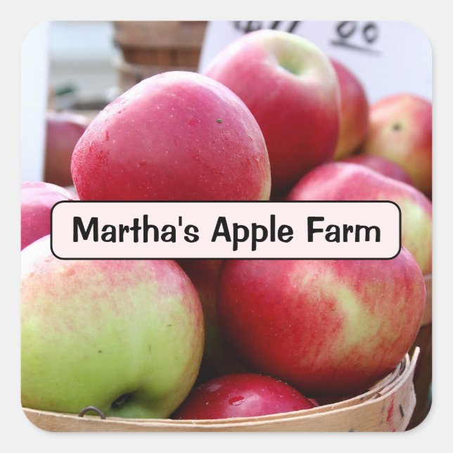 Adesivo Quadrado Maçãs frescas no mercado de agricultores (Frente)