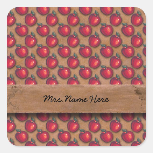 Adesivo Quadrado Maçãs Vermelhas Castanho (Frente)