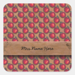 Adesivo Quadrado Maçãs Vermelhas Castanho