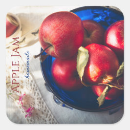 Adesivo Quadrado Maçãs vermelhas, flores e fitas