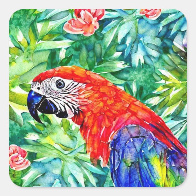 Adesivo Quadrado Macaw Parrot (Frente)
