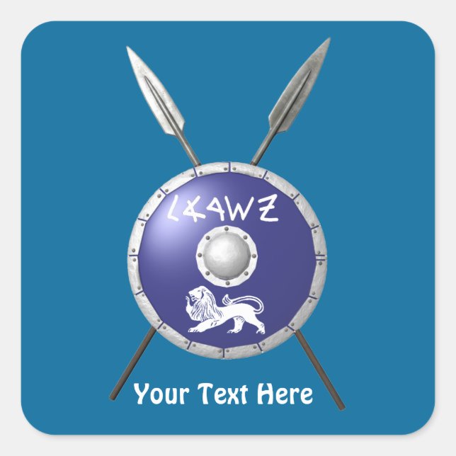 Adesivo Quadrado Maccabee Shield e Spears (Frente)