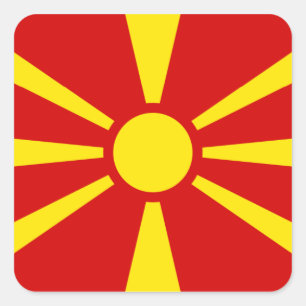 Adesivo Quadrado Macedônia - Bandeira Macedônia