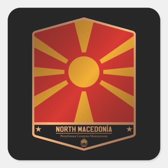 Adesivo Quadrado Macedônia do Norte (Frente)