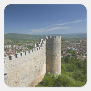 Adesivo Quadrado MACEDÔNIA, Ohrid. Castelo do Czar Samoil /