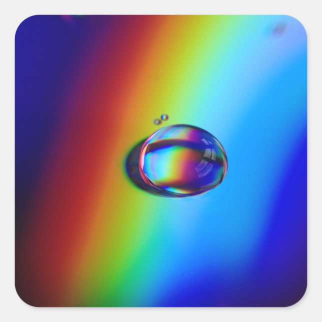 Adesivo Quadrado Macro de Gotas de Água (Frente)