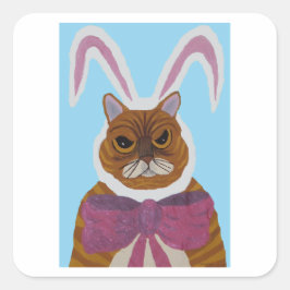 Adesivo Quadrado Mad Cat in Bunny Ears Easter 