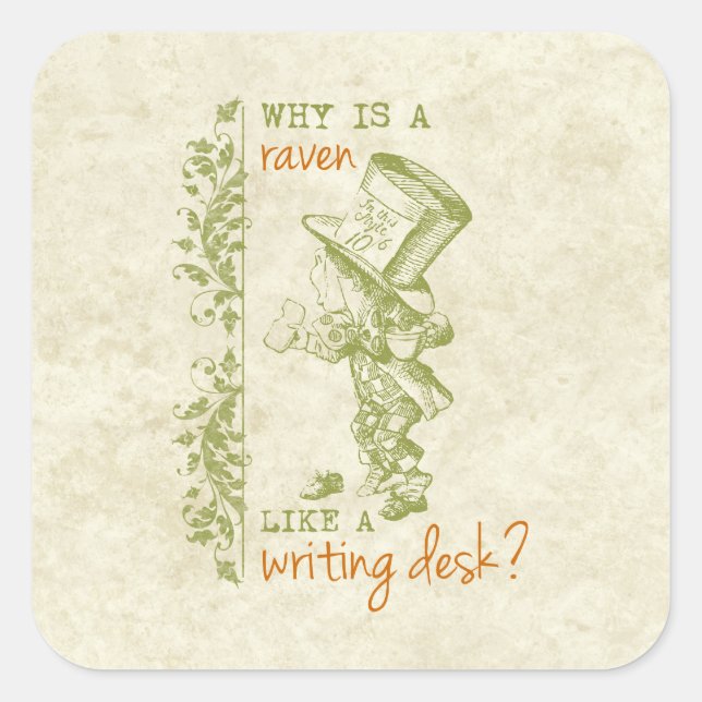 Adesivo Quadrado Mad Hatter, Alice no País das Maravilhas (Frente)