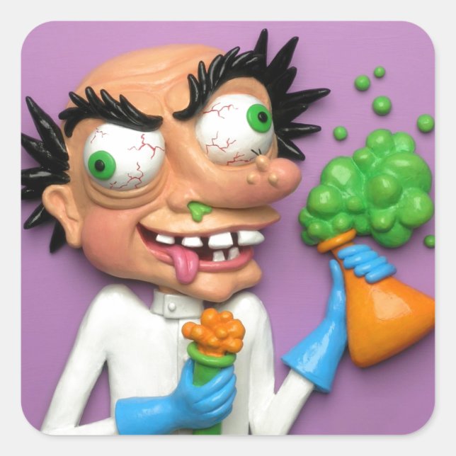 Adesivo Quadrado Mad Scientist (Frente)