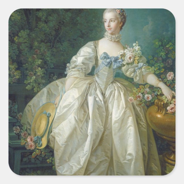 Adesivo Quadrado Madame Bergeret, c. 1766 (óleo na canvas) (Frente)