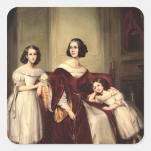 Adesivo Quadrado Madame de Nonjon e suas Duas Filhas, 1839