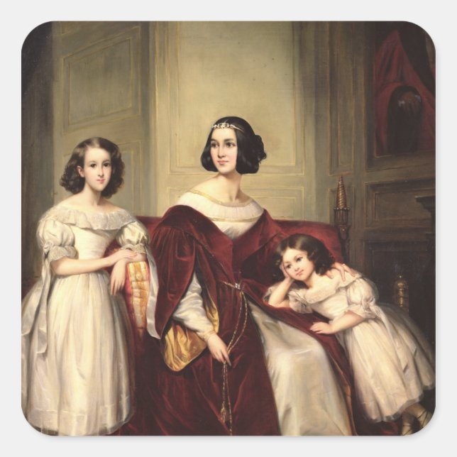 Adesivo Quadrado Madame de Nonjon e suas Duas Filhas, 1839 (Frente)