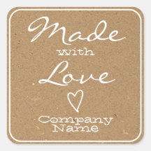 Made with Love Labels Kraft Paper Símbolo de Coraç