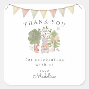 Adesivo Quadrado Madeira   Amigos da floresta