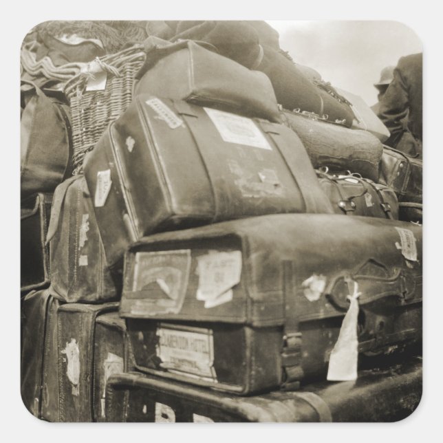 ADESIVO QUADRADO MADEIRA DE EQUIPE DE BAGAGEM VIAGEM 1890 (Frente)