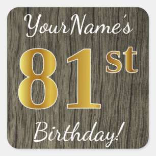 Adesivo Quadrado Madeira do falso, aniversário do ouro do falso