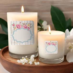 Adesivo Quadrado Madeira rústica floral do chique & laço do vinta