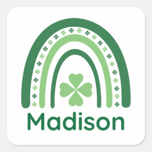 Adesivo Quadrado Madison Name Clover Boho Rainbow
