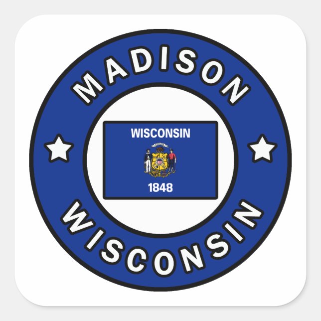 Adesivo Quadrado Madison Wisconsin (Frente)