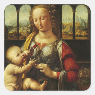 Adesivo Quadrado Madona do Cravo de Leonardo da Vinci