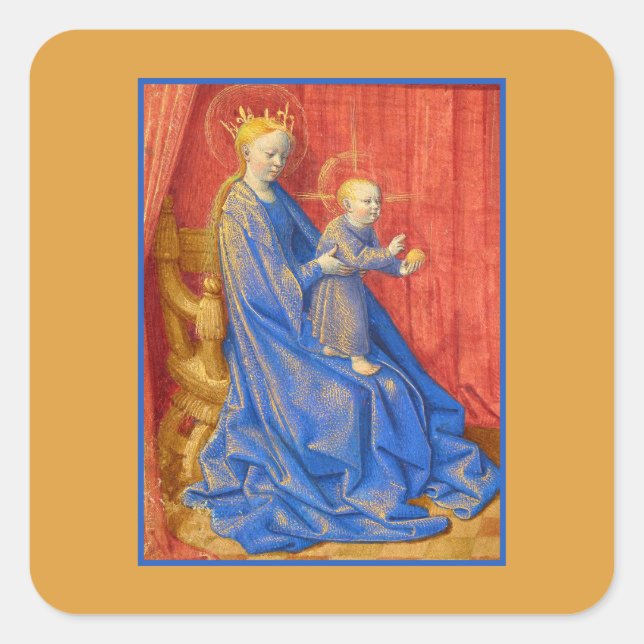 Adesivo Quadrado Madonna and Child Enthroned Jean Fouquet Holiday  (Frente)