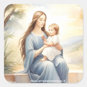 Adesivo Quadrado Madonna com Child Jesus