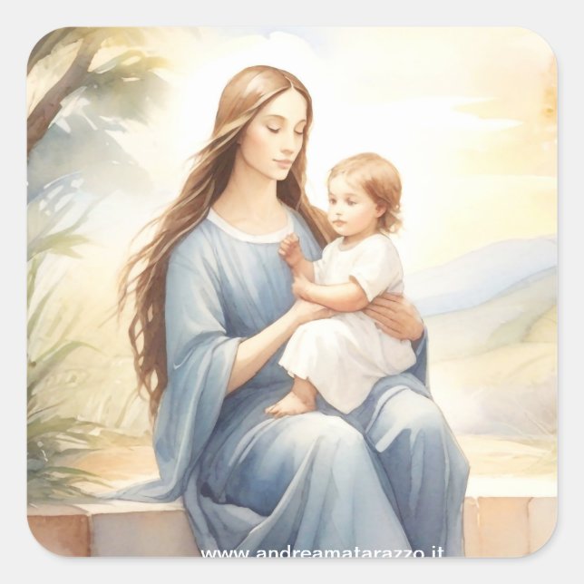Adesivo Quadrado Madonna com Child Jesus (Frente)