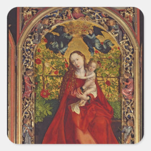 Adesivo Quadrado Madonna do Rosa Bower, 1473
