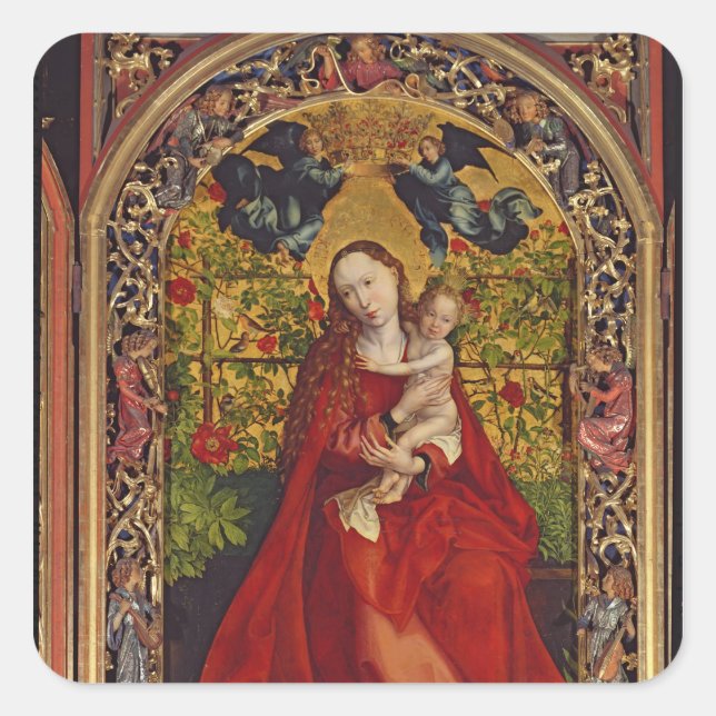 Adesivo Quadrado Madonna do Rosa Bower, 1473 (Frente)
