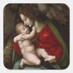Adesivo Quadrado Madonna e Child, cerca de 1520