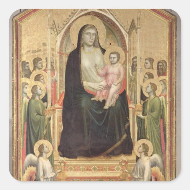 Adesivo Quadrado Madonna e Child Enthroned, c.1300-03 (PRE-restor) (Frente)