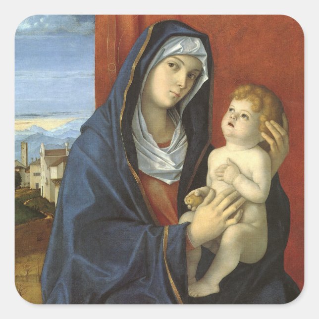 Adesivo Quadrado Madonna e Child por Giovanni Bellini (Frente)
