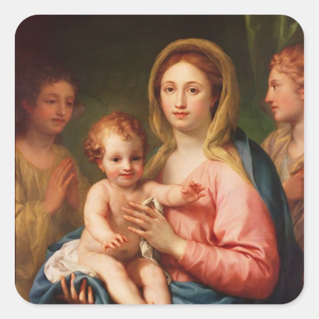 Adesivo Quadrado Madonna e Criança com Dois Anjos, 1770-73 (Frente)