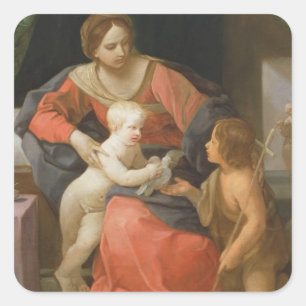 Adesivo Quadrado Madonna e criança com St John o baptista