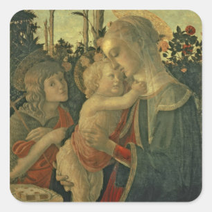 Adesivo Quadrado Madonna e criança com St John o baptista (óleo o