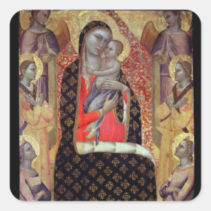 Adesivo Quadrado Madonna e criança enthroned com seis anjos (paine