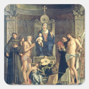 Adesivo Quadrado Madonna e criança Enthroned entre SS. Francis, J